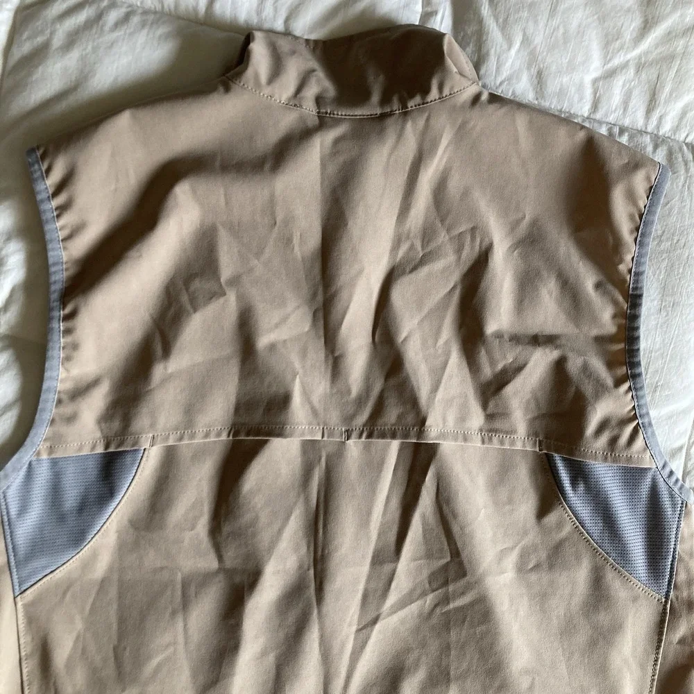 The North Face Lightweight Full Zip Vest Mens S Dune Beige Tan Vented Travel EUC